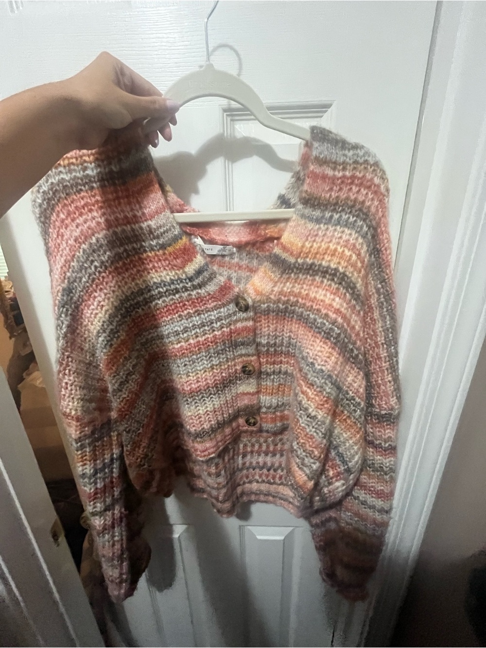 Altard State Striped Cozy Button-Front Women’s Sweater - Pink Multi